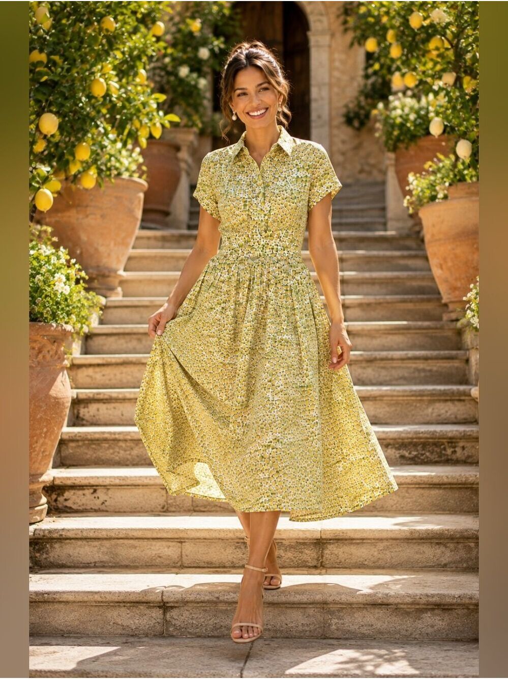 NWT J.Crew x Liberty Fabrics Fitted Waist Midi Shirtdress Eliza's Yellow BY790 - Picture 10 of 15